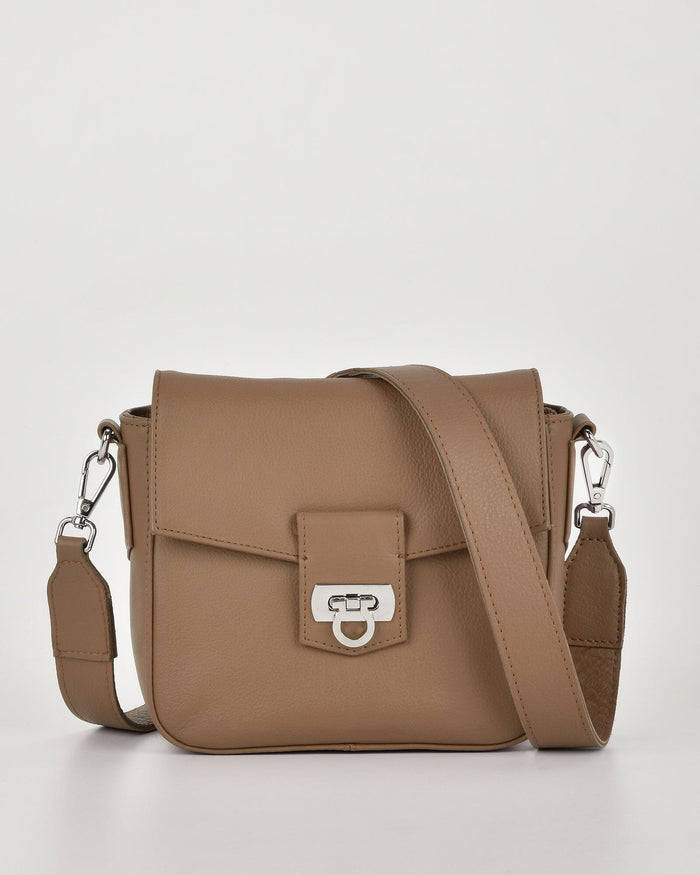 Charlotte Leather Turnlock Closure Crossbody Bag