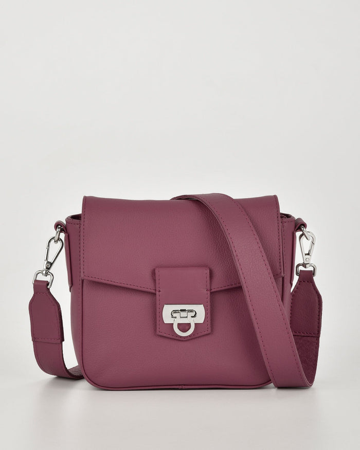 Charlotte Leather Turnlock Closure Crossbody Bag