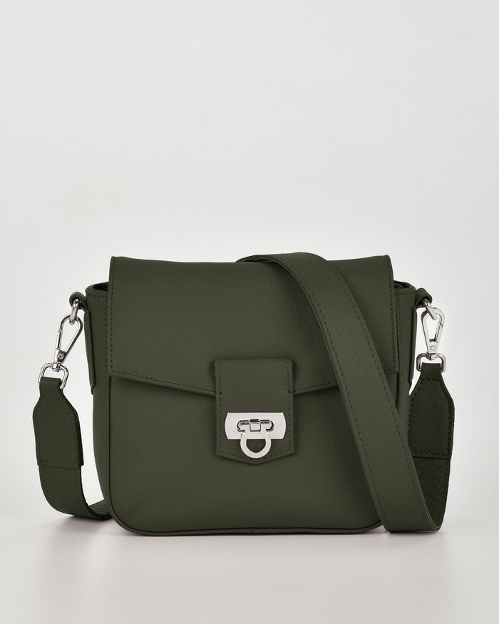 Charlotte Leather Turnlock Closure Crossbody Bag
