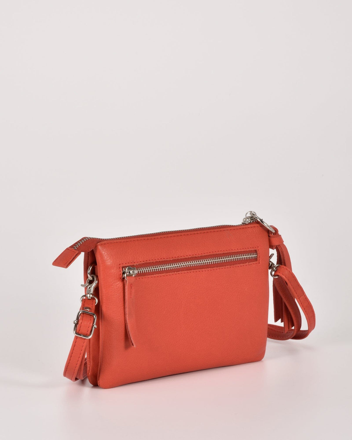 Lily Double Zip Compartment Soft Leather Crossbody Bag