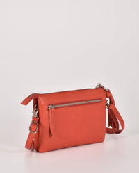 Lily Double Zip Compartment Soft Leather Crossbody Bag
