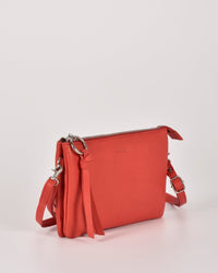 Lily Double Zip Compartment Soft Leather Crossbody Bag