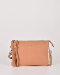 Lily Double Zip Compartment Soft Leather Crossbody Bag