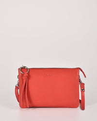Lily Double Zip Compartment Soft Leather Crossbody Bag