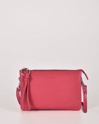 Lily Double Zip Compartment Soft Leather Crossbody Bag