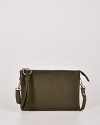 Lily Double Zip Compartment Soft Leather Crossbody Bag