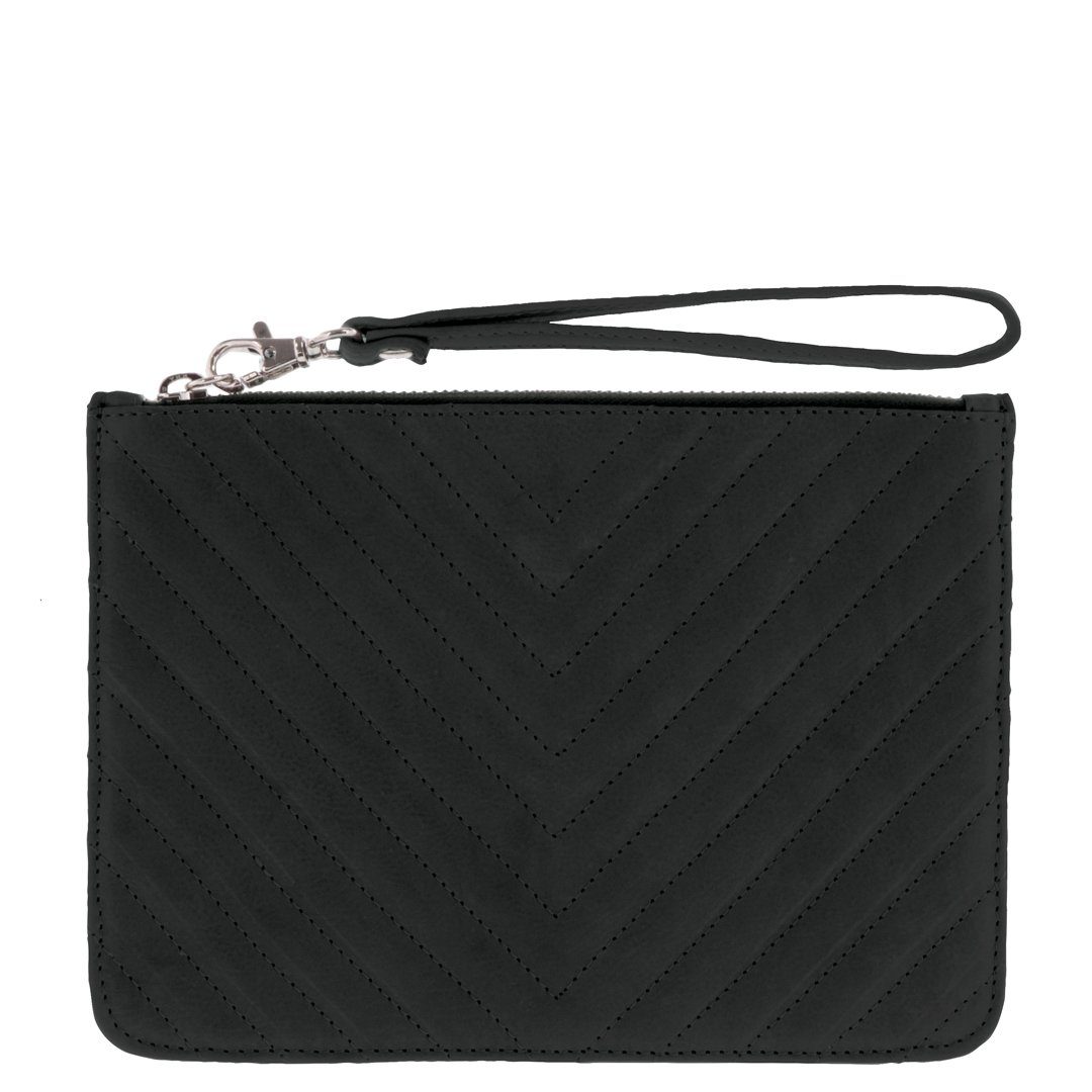 Astrid V-Quilted Leather Wristlet Pouch