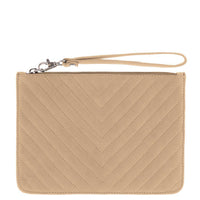 Astrid V-Quilted Leather Wristlet Pouch