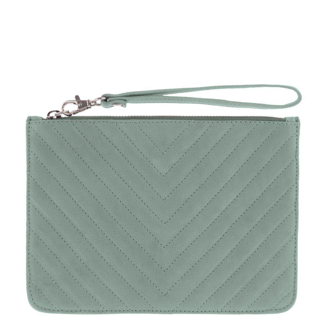 Astrid V-Quilted Leather Wristlet Pouch