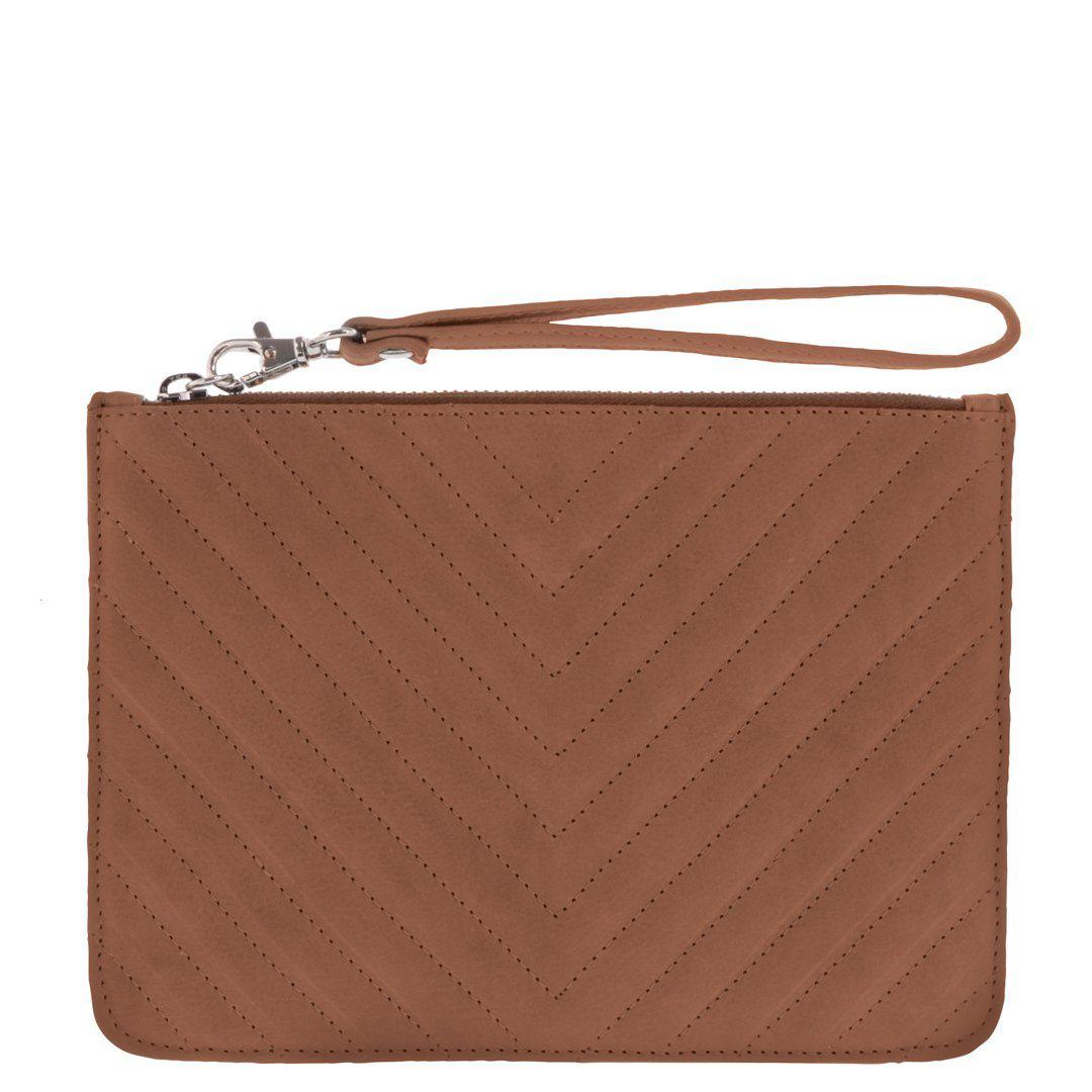 Astrid V-Quilted Leather Wristlet Pouch