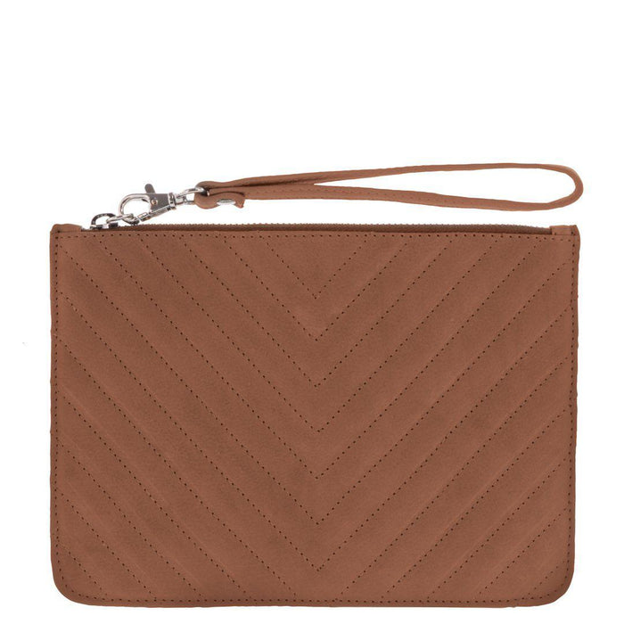Astrid V-Quilted Leather Wristlet Pouch