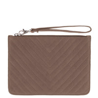 Astrid V-Quilted Leather Wristlet Pouch