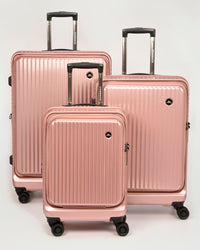 Canberra Expandable Front Opening Hardside 3 Piece Luggage Set
