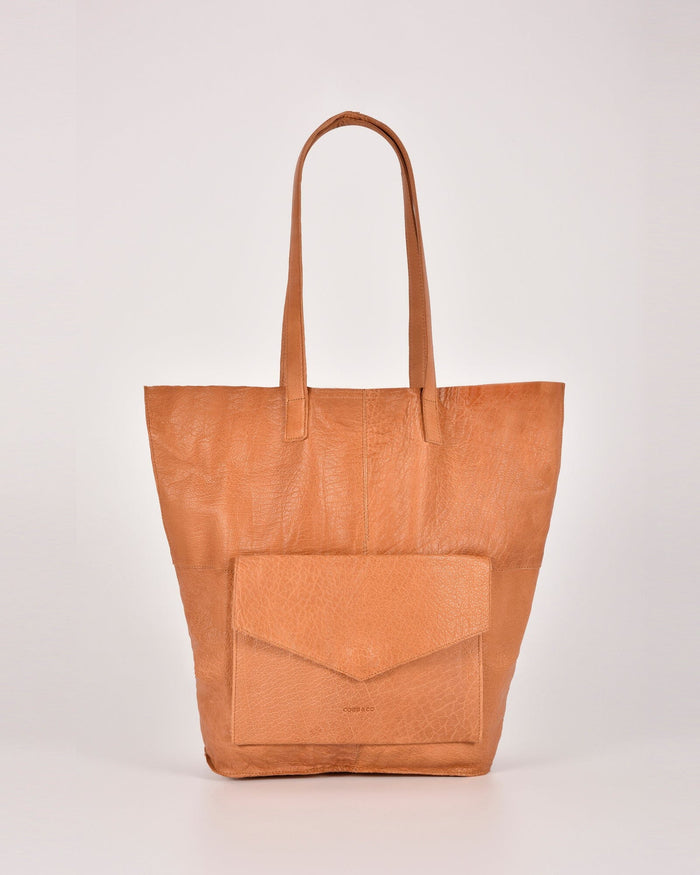 Hotham Leather Tote with front flap pocket