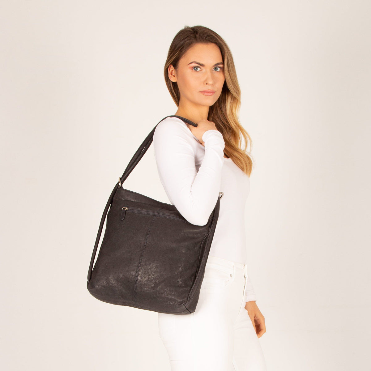 Indiana Leather Convertible Handbag Backpack - Large