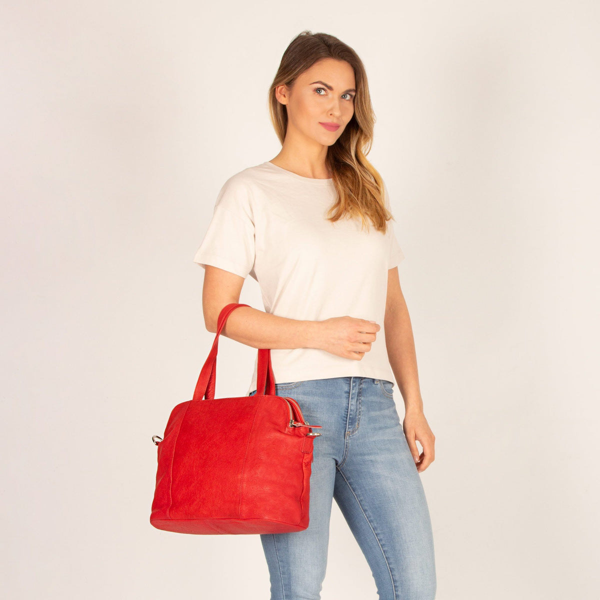 Michella Soft Leather Tri Compartment Handbag
