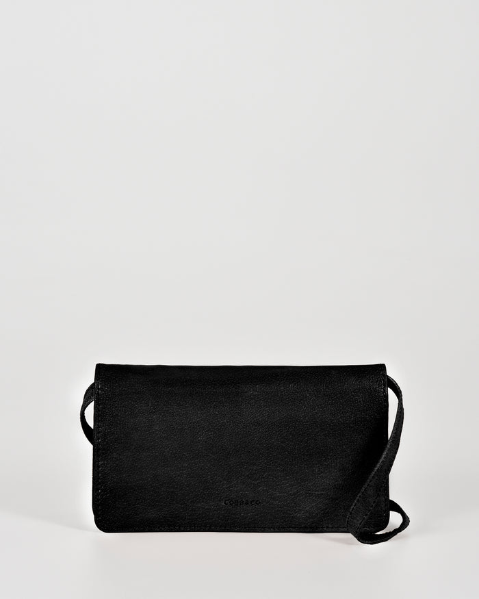 Stirling Leather Smart-Phone Wallet Crossbody - Black