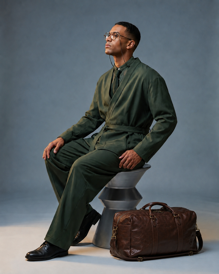 Waratah Structured Leather Large Weekend Duffel - Chocolate