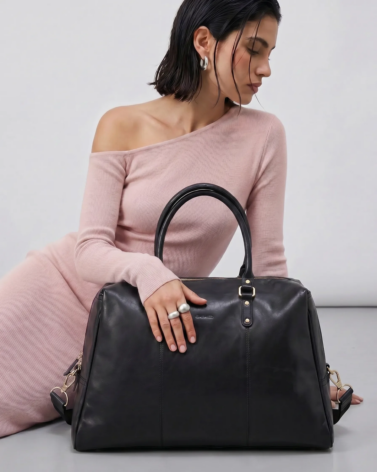 Sorrento Leather Overnighter Bag - Black