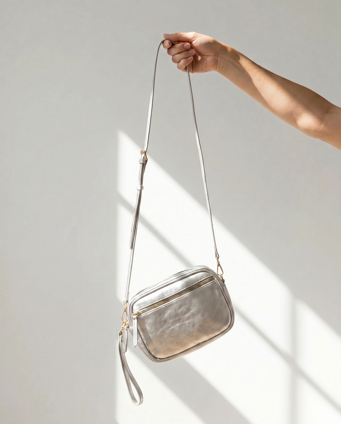 Aurora Metallic Crossbody - Silver