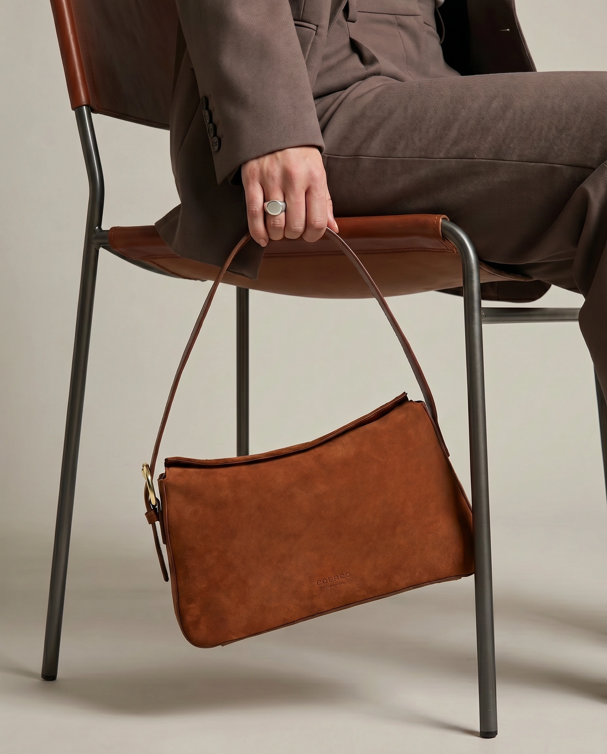 Portsea Suede & Leather Shoulder Bag - Tan