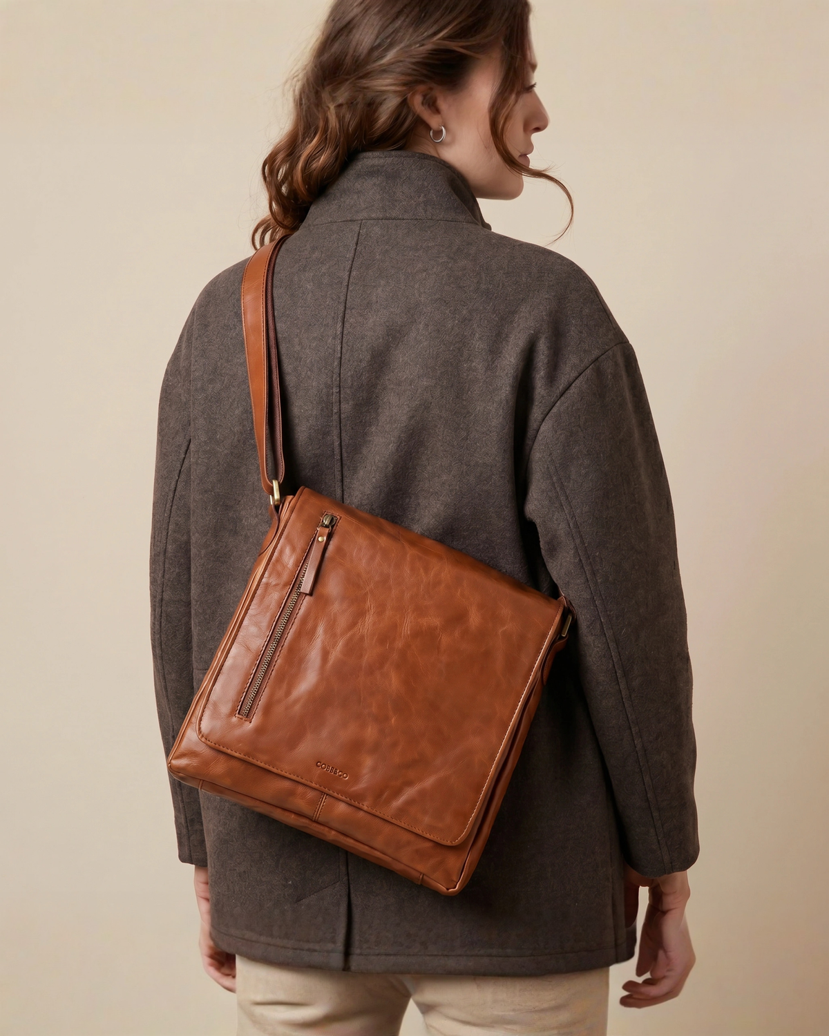 Richmond RIFD Leather Satchel (Large) - Cognac