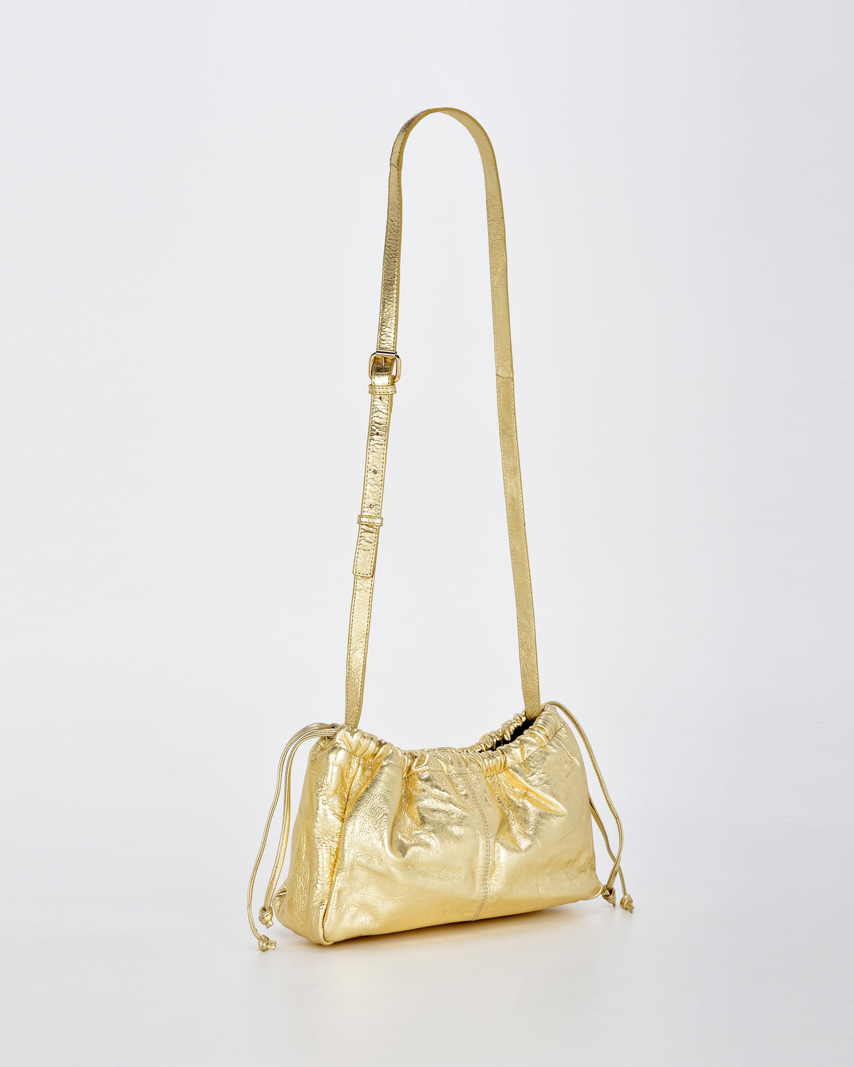 Halley Metallic Drawstring Crossbody