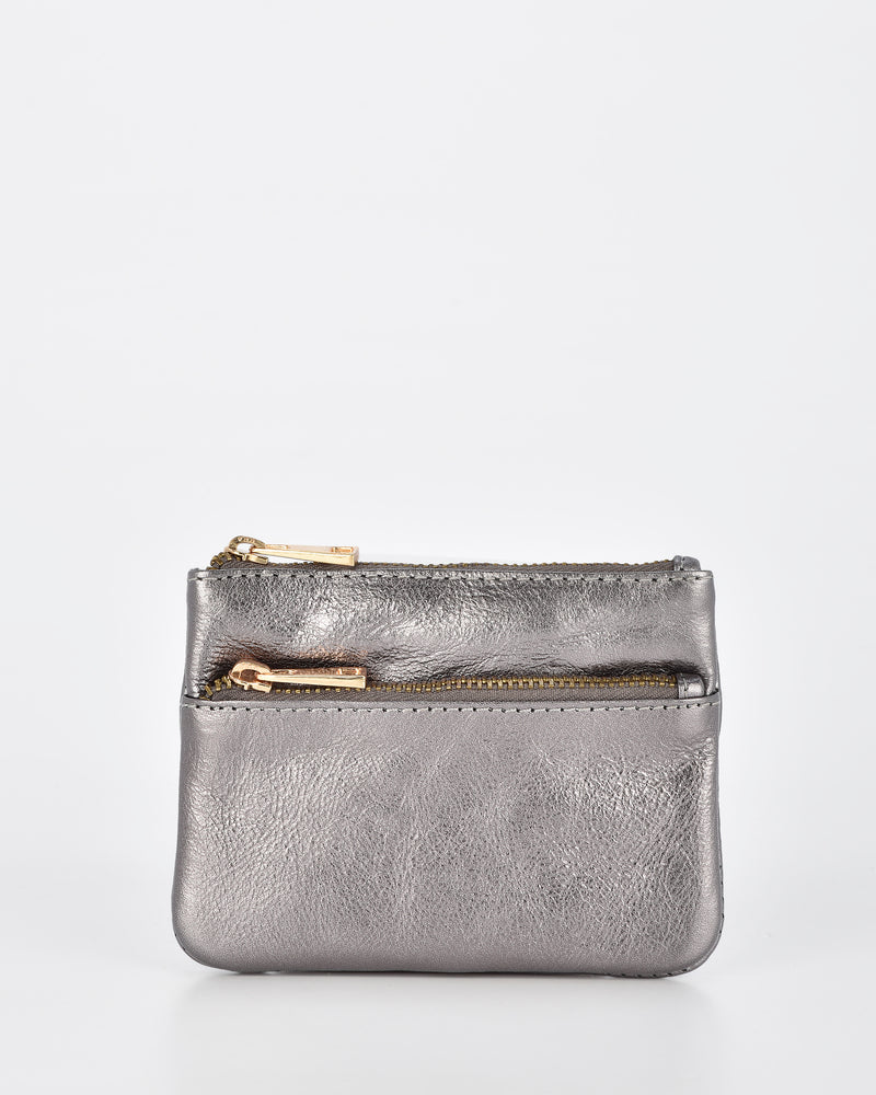 Comet Metallic Leather Card & Coin Purse