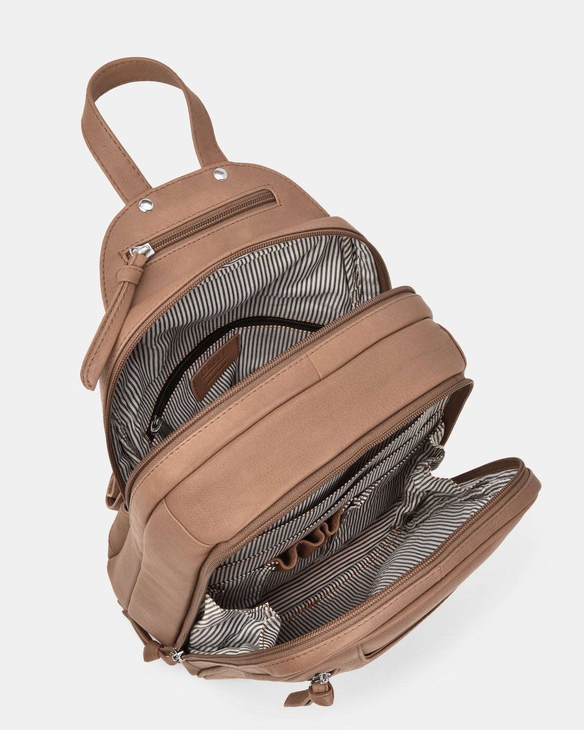 Emma Mini Leather Backpack - Taupe