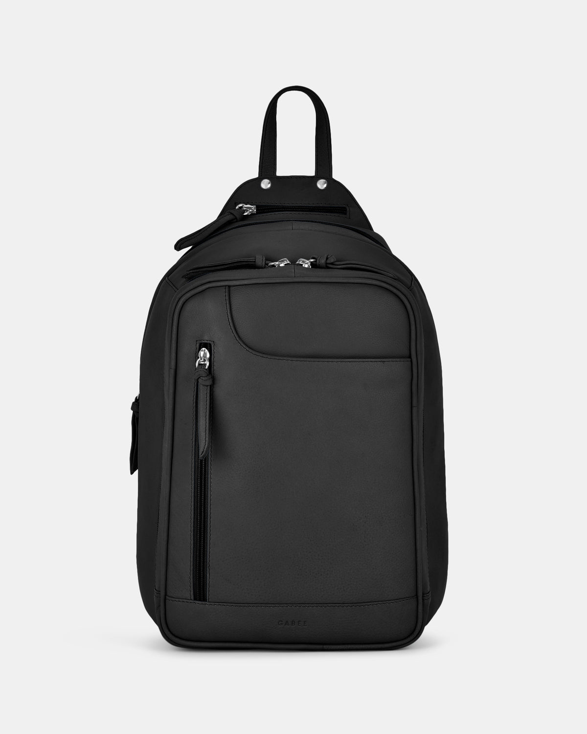 Emma Large Leather Backpack - Black
