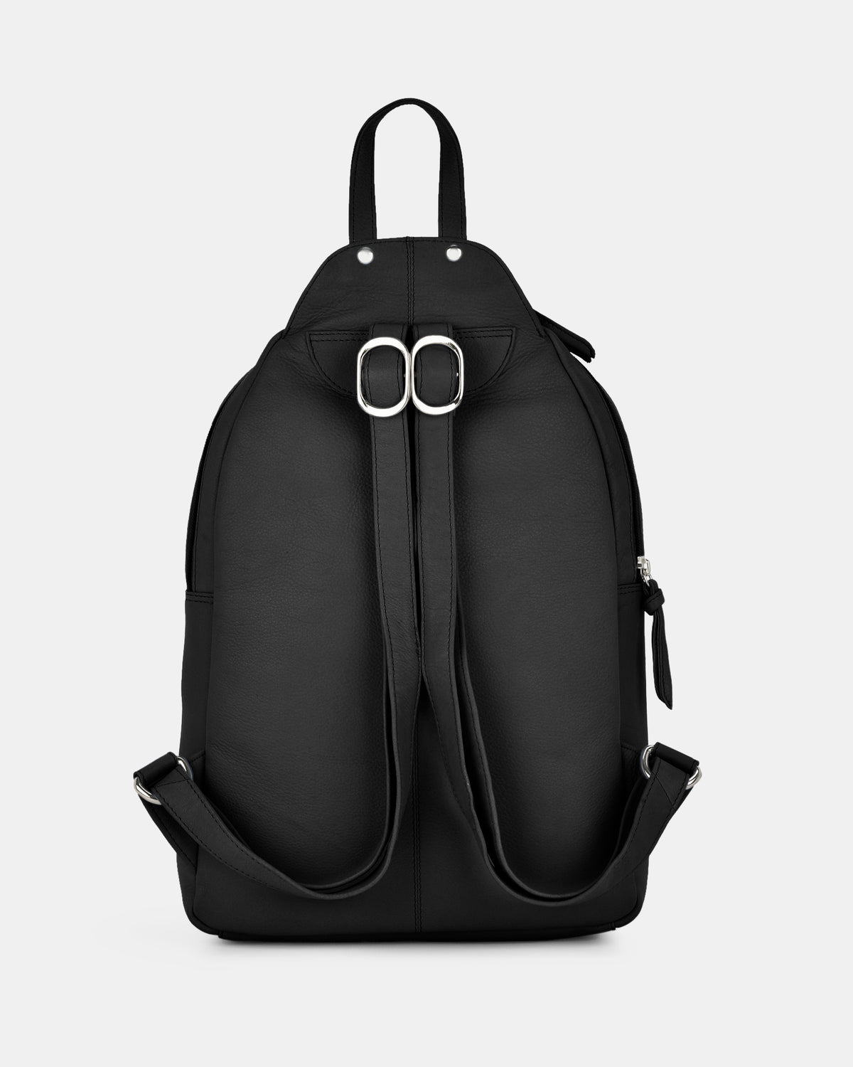 Emma Large Leather Backpack - Black