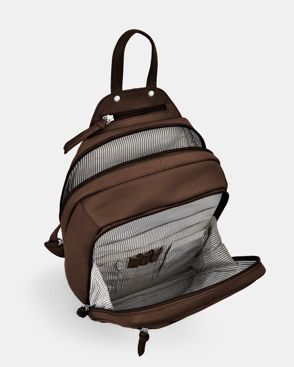 Emma Large Leather Backpack - Chocolate