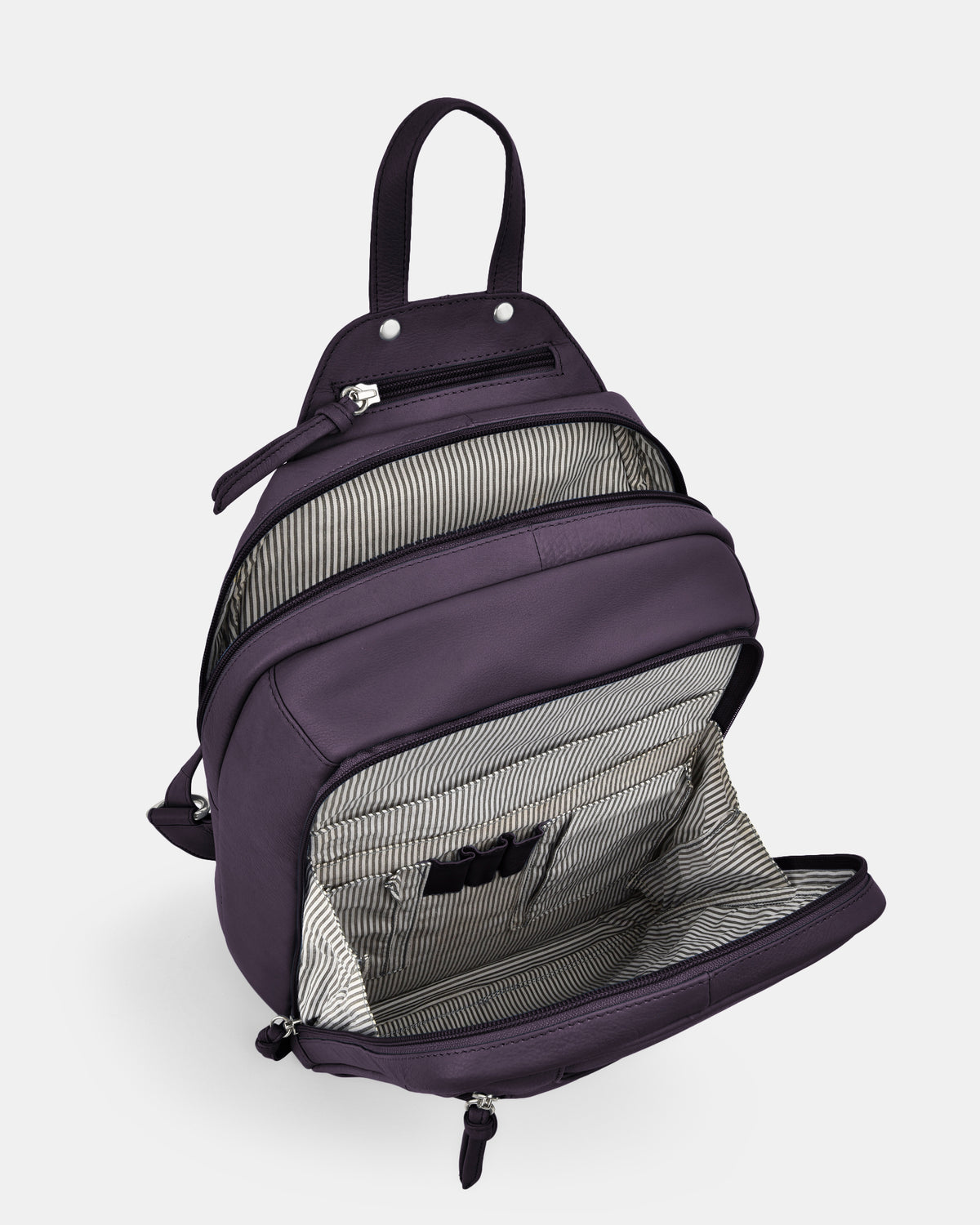 Emma Large Leather Backpack - Purple