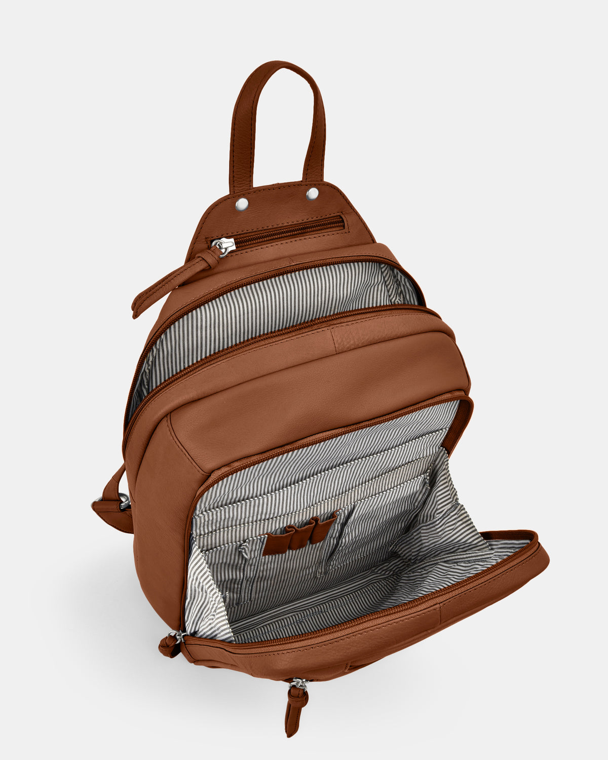 Emma Large Leather Backpack - Tan