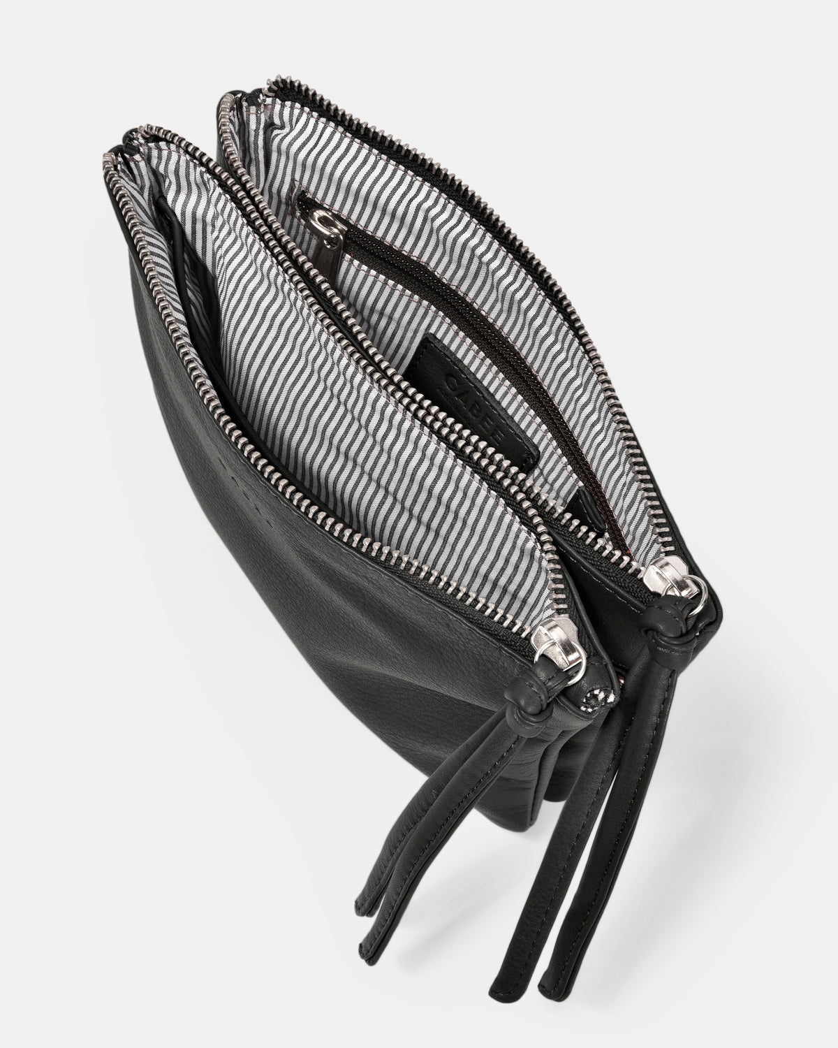 Fulton Soft Leather Double Pouch Crossbody - Black
