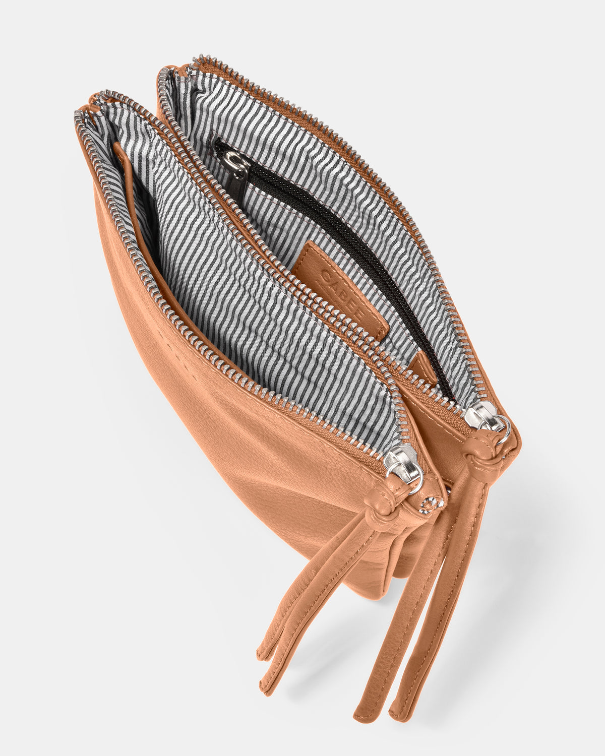 Fulton Soft Leather Double Pouch Crossbody - Camel