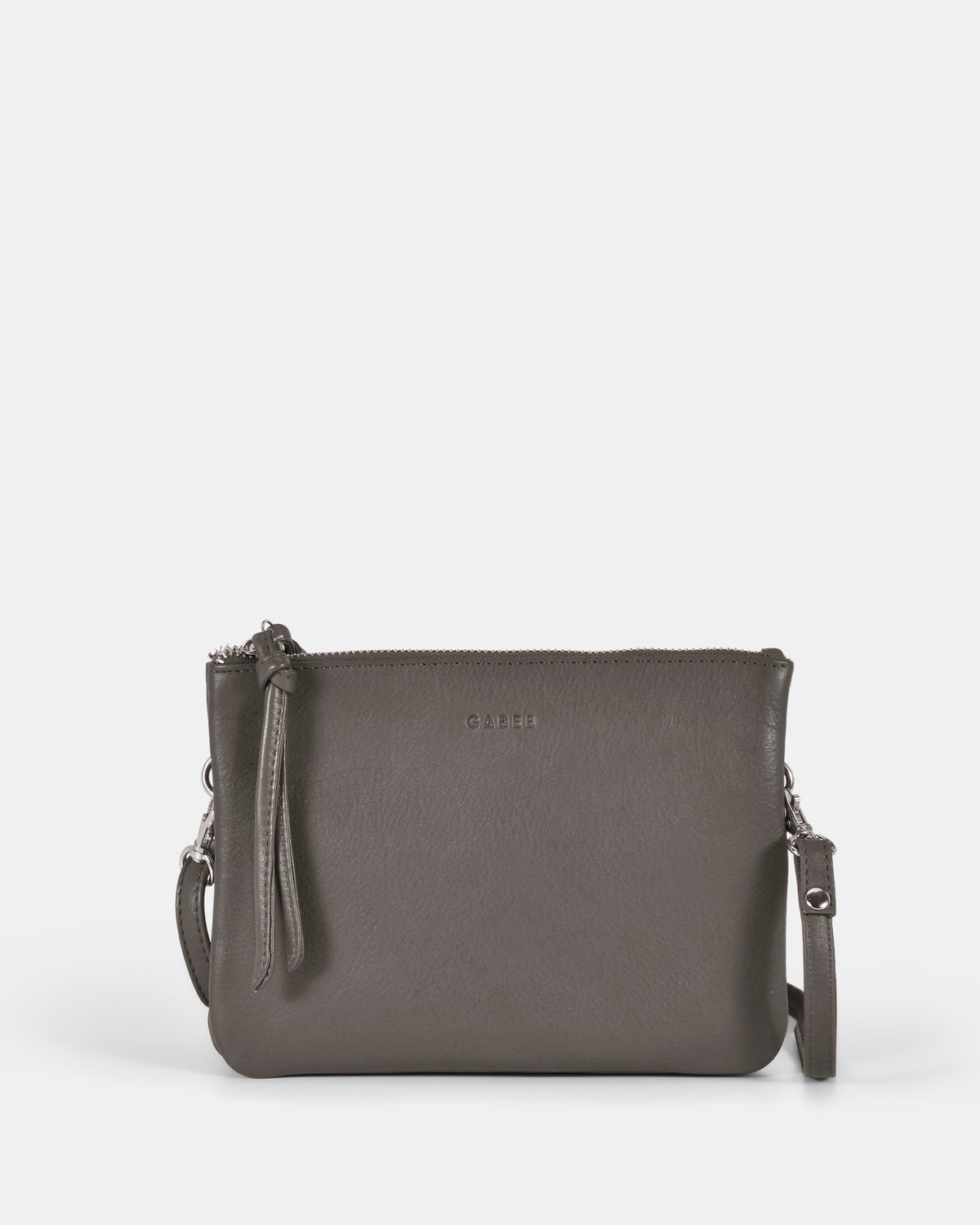 Fulton Soft Leather Double Pouch Crossbody - Grey