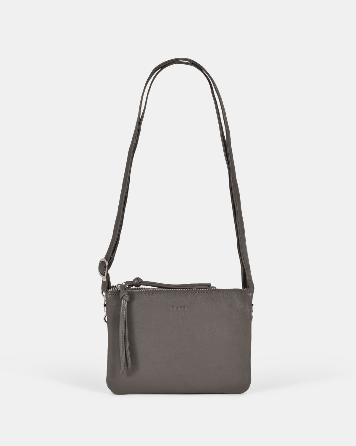 Fulton Soft Leather Double Pouch Crossbody - Grey
