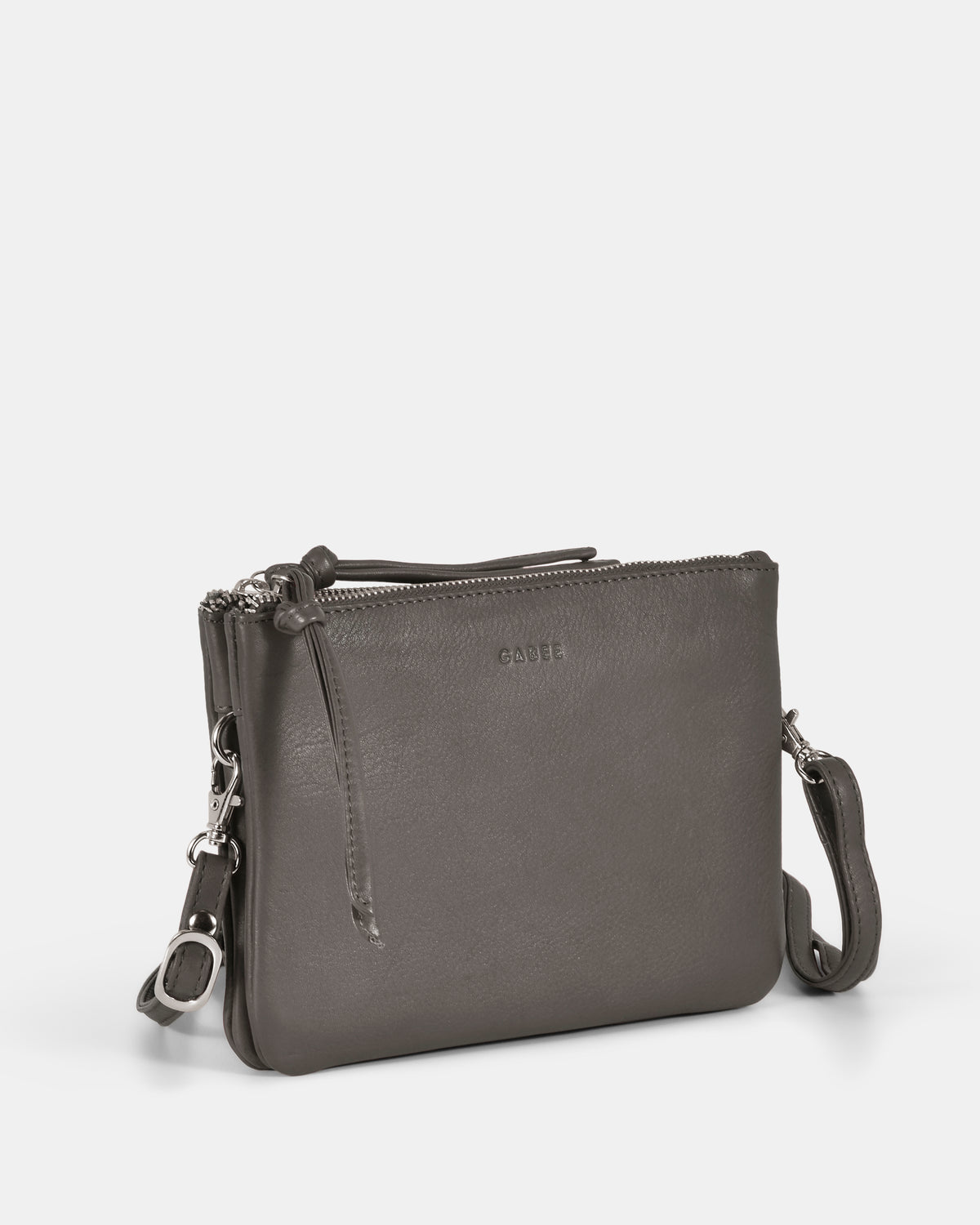Fulton Soft Leather Double Pouch Crossbody - Grey