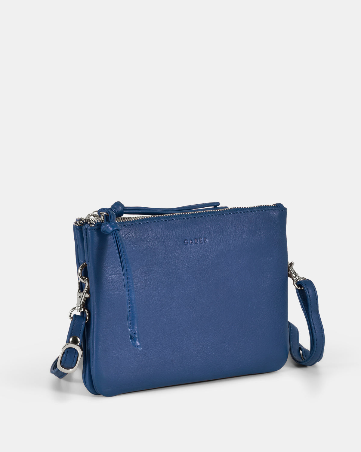 Fulton Soft Leather Double Pouch Crossbody - Indigo
