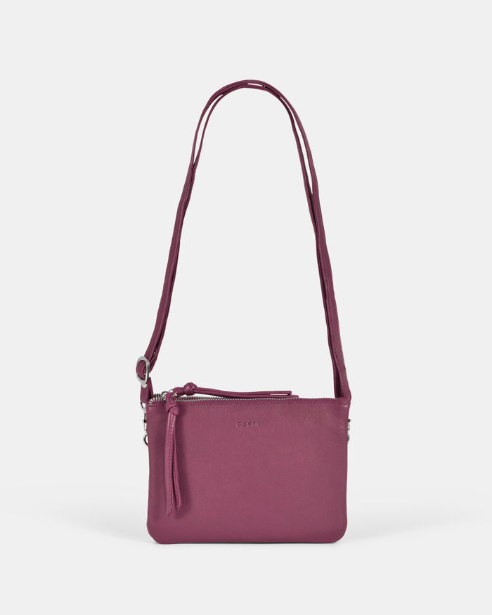 Fulton Soft Leather Double Pouch Crossbody - Mulberry