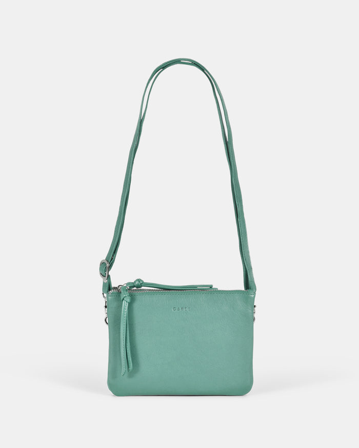 Fulton Soft Leather Double Pouch Crossbody - Ocean