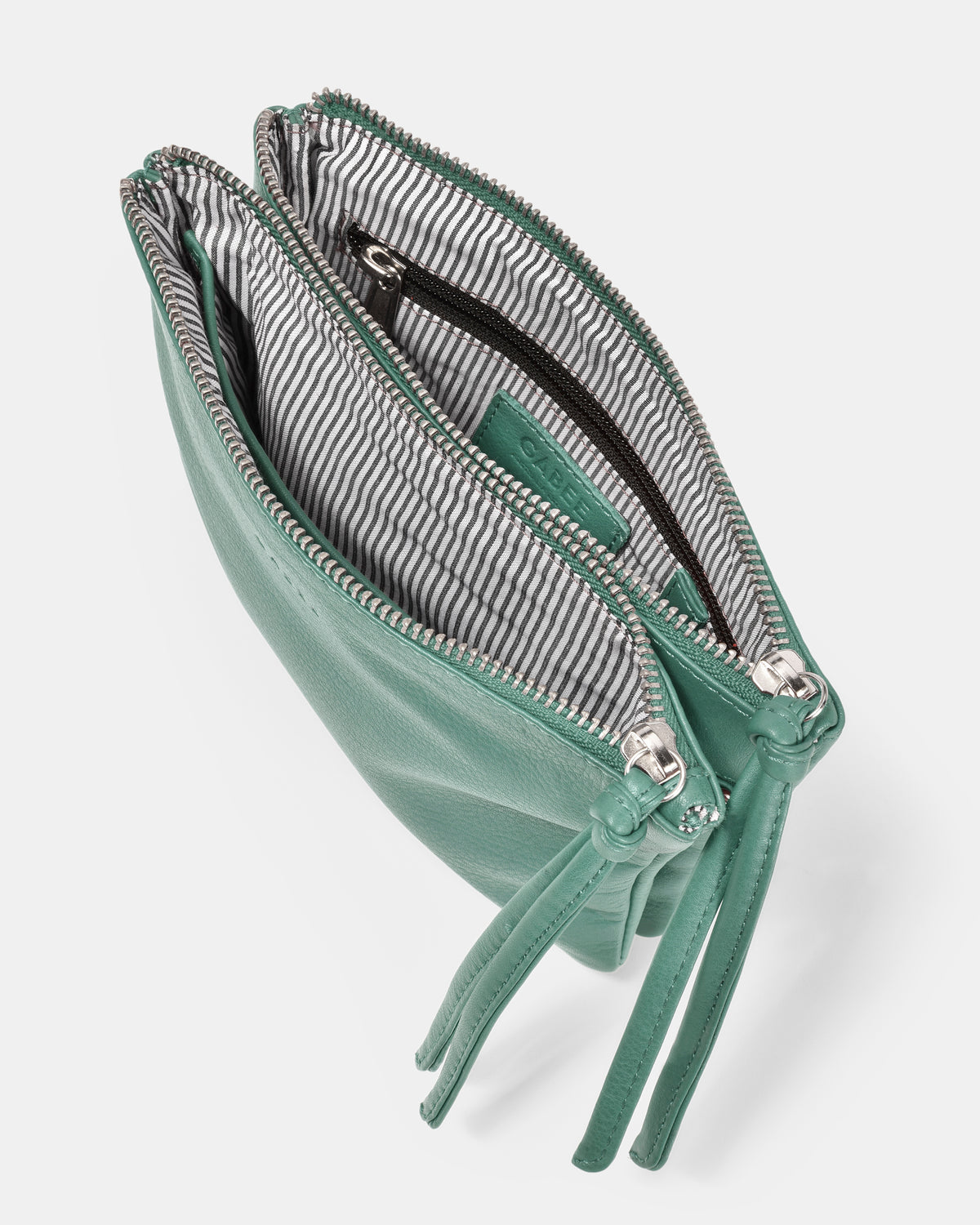 Fulton Soft Leather Double Pouch Crossbody - Ocean