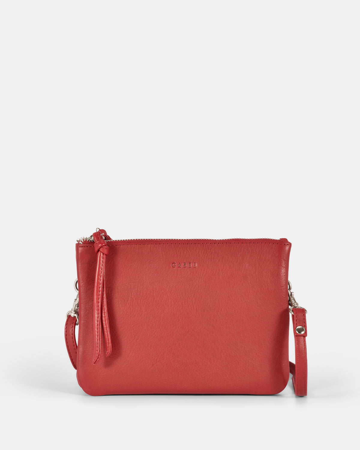 Fulton Soft Leather Double Pouch Crossbody - Red