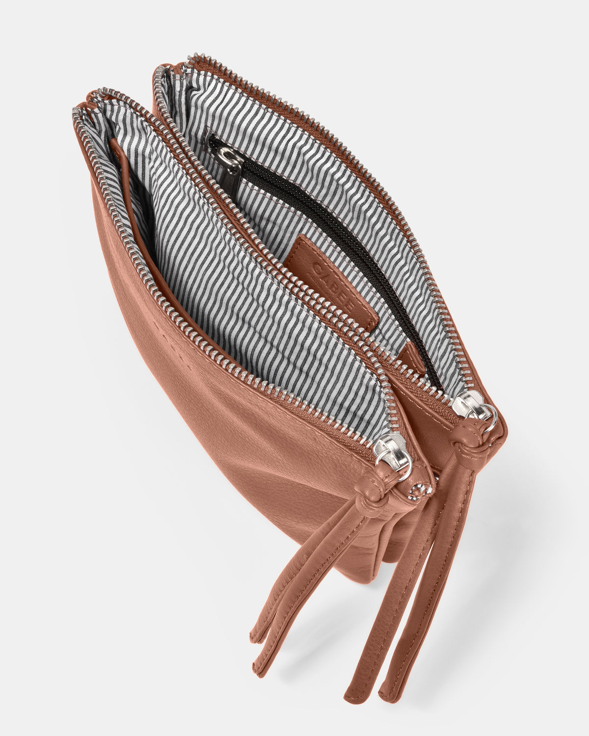 Fulton Soft Leather Double Pouch Crossbody - Taupe