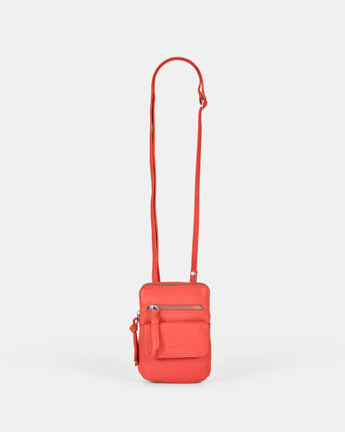 Lauren Leather Mini Crossbody - Coral