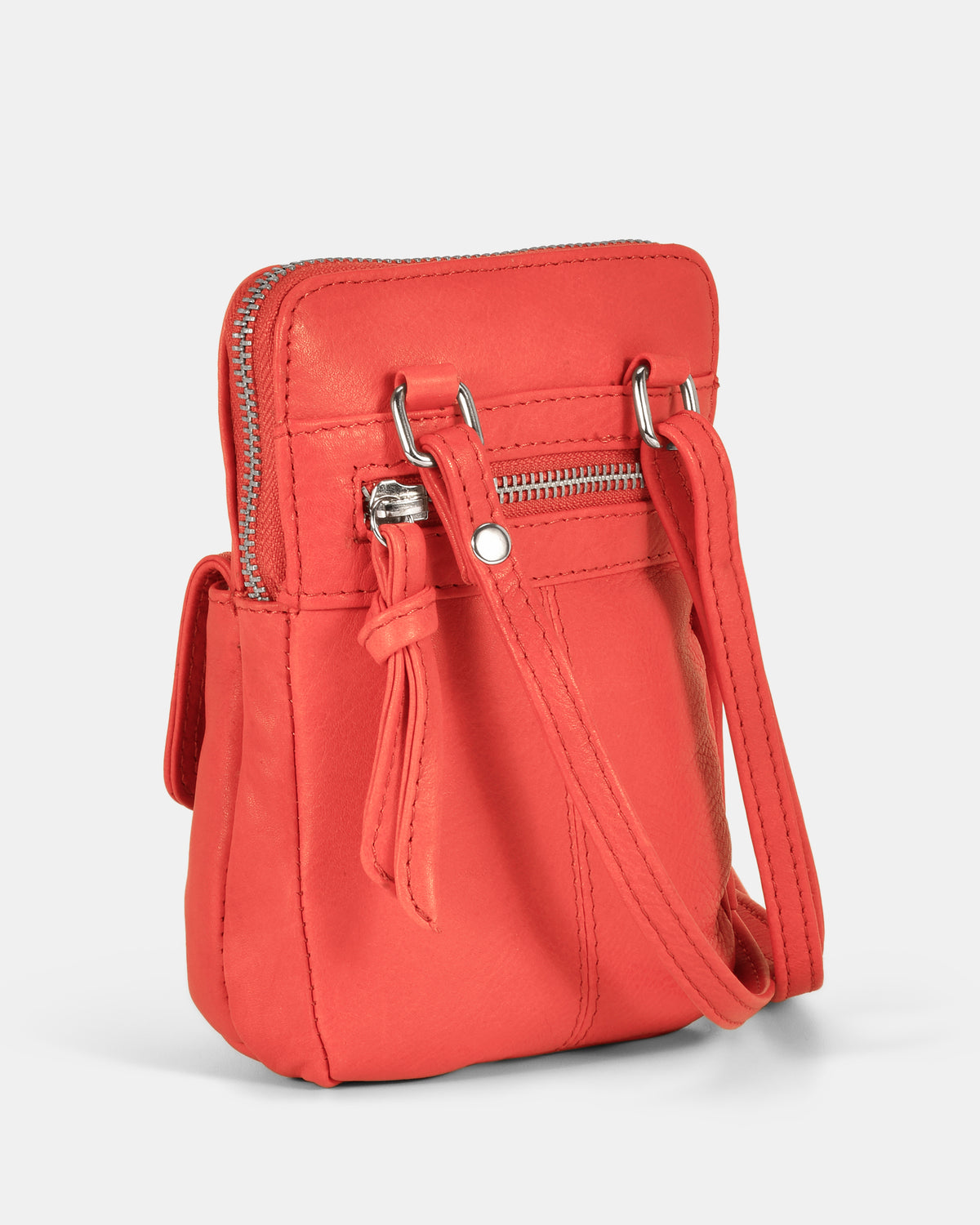 Lauren Leather Mini Crossbody - Coral