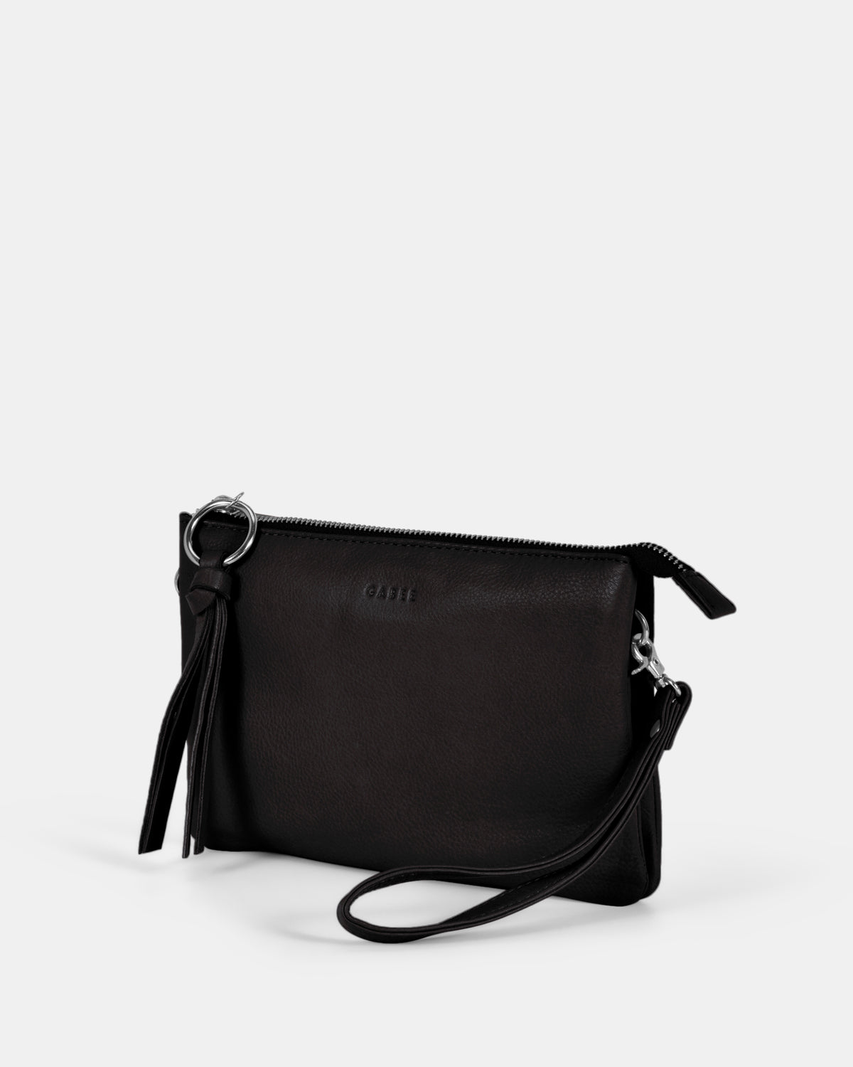 Lily Double Zip Compartment Soft Leather Crossbody Bag - Black