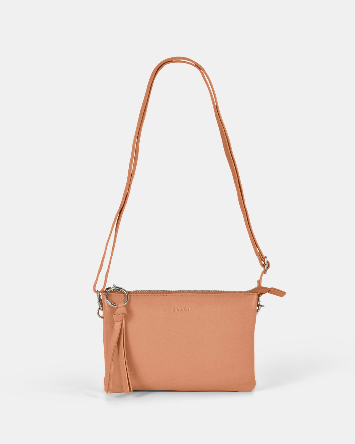 Lily Double Zip Compartment Soft Leather Crossbody Bag - Camel