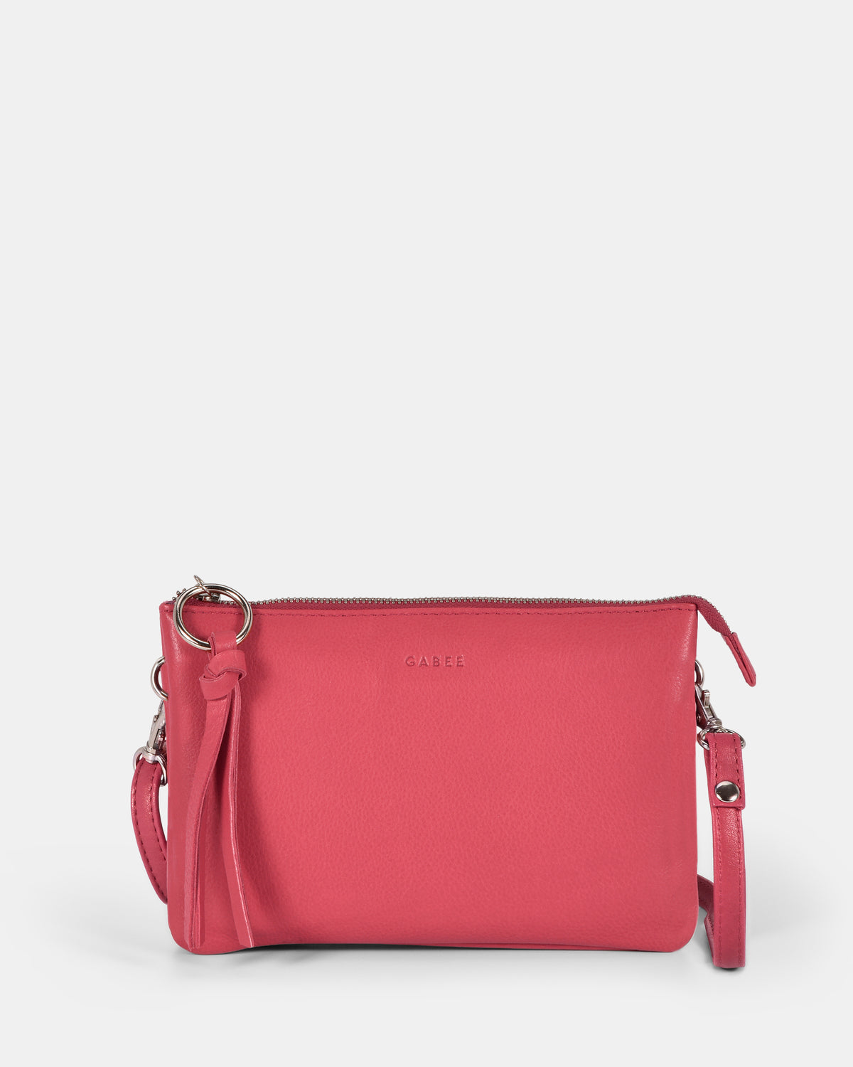 Lily Double Zip Compartment Soft Leather Crossbody Bag - Fuchsia
